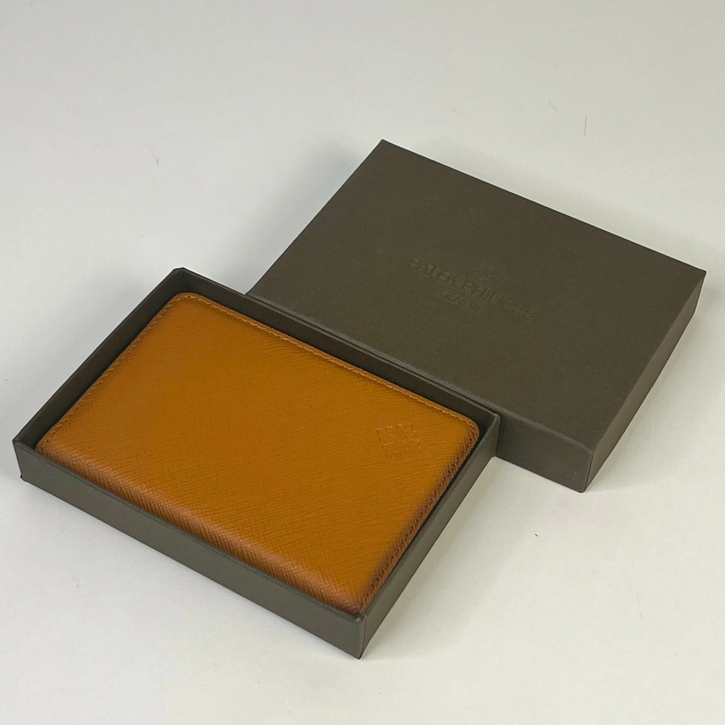 Patek Philippe Cognac Brown Leather Card Holder Calatrava Cross